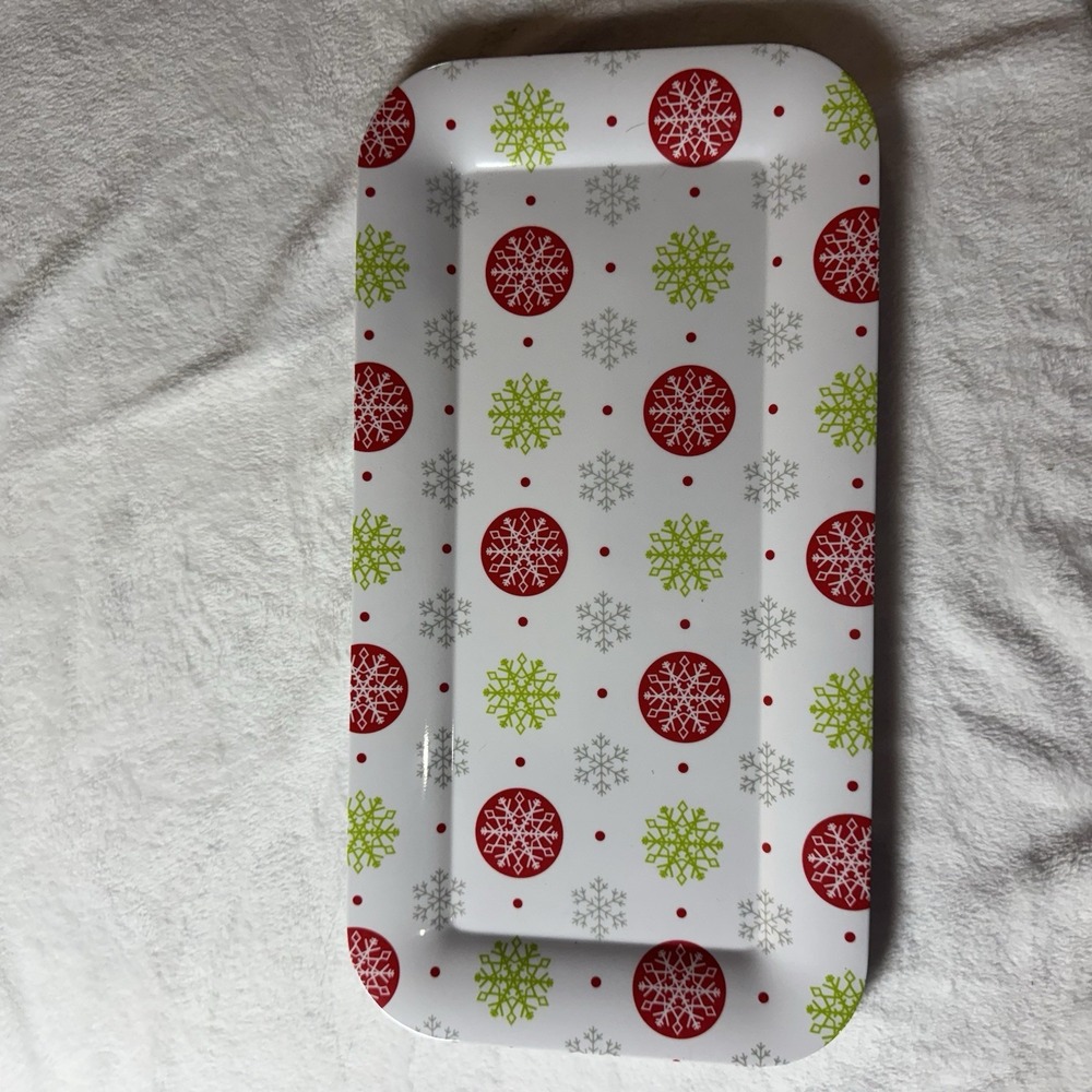 Christmas Rectangular Snowflake Serving Tray Apox 15.5 x 8in